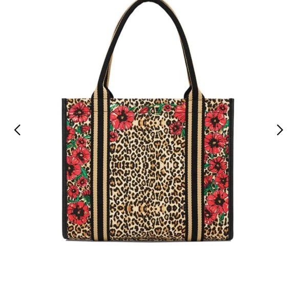 Brighton Leopard Dynasty Canvas Carry All Purse Flower NWT - Picture 2 of 7